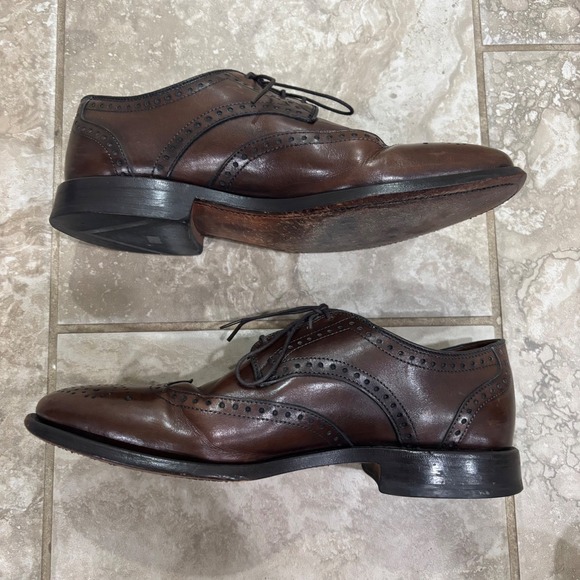 Allen Edmonds Hinsdale Mens Wingtip Oxford Dress Shoes Brown Leather 7 D
